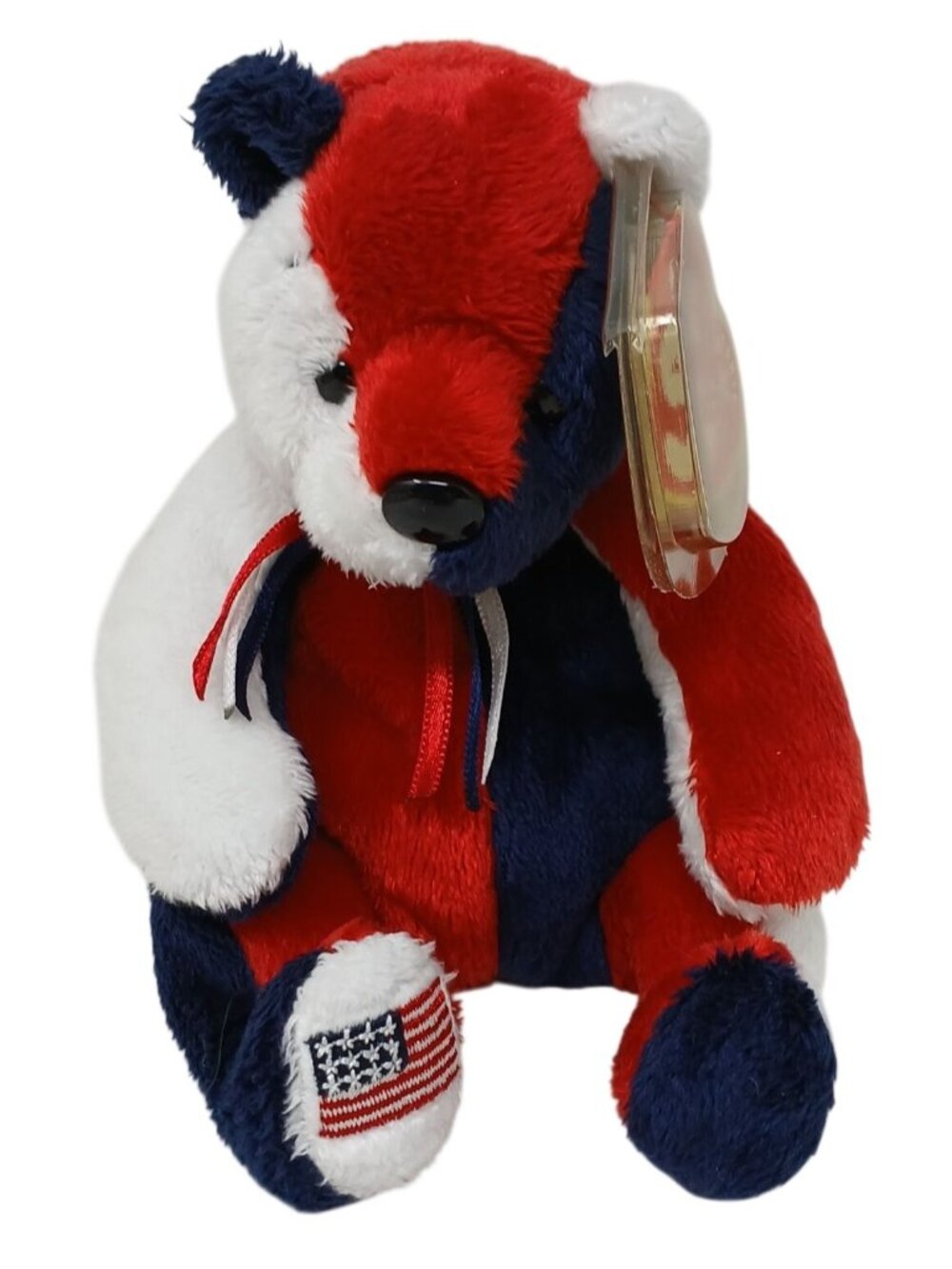 Ty Beanie Baby Patriot Bear Red White & Blue USA Flag Plush 2000 Collectible